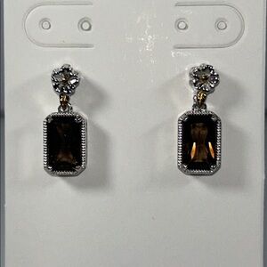 NWT Gems En Vogue Sterling Silver Palladium Genuine Smoky Quartz Earrings